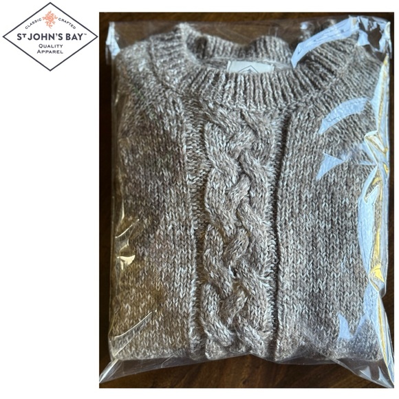 NEW - St. John’s Bay Marbled Textured Cable Crewneck Sweater Size S - Picture 5 of 5
